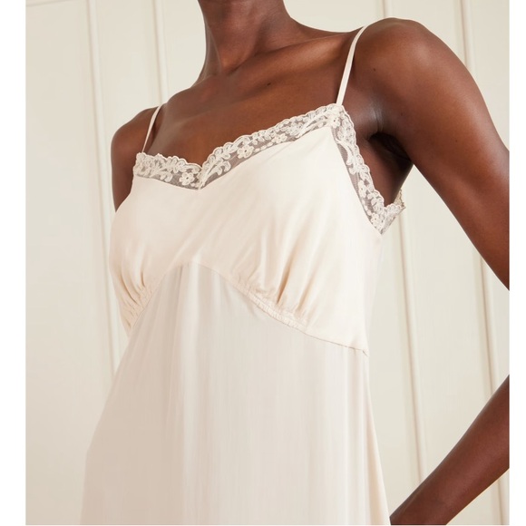 SIMONE ROCHA Lace-trimmed crepe de chine silk midi dress ivory cream size US 10 - Picture 2 of 11